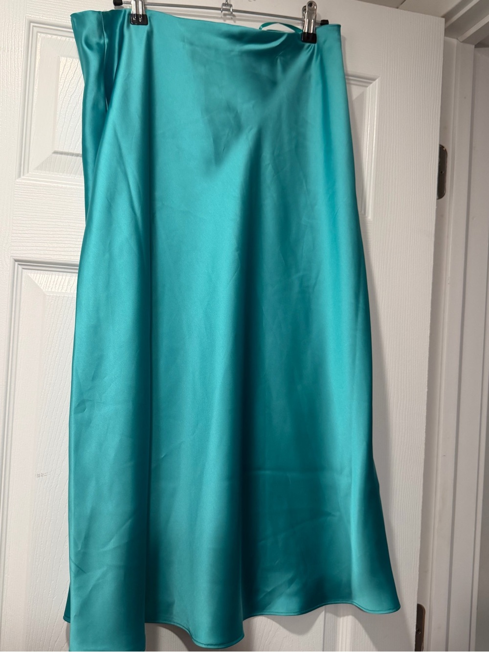 Ralph Lauren Teal Satin A-Line Midi Skirt